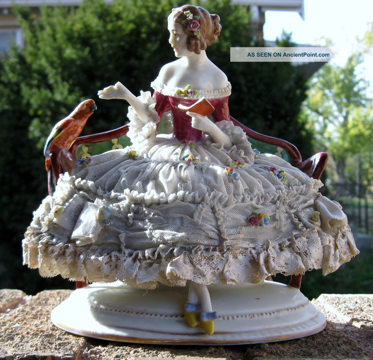 Large Antique German Porcelain Dresden Lace Figurine Figurines photo