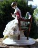 Large Antique German Porcelain Dresden Lace Figurine Figurines photo 3