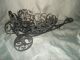 Vtg Wrought Iron Black Spanish Mediterranean Style Plant Basket Cart Spain Metalware photo 3