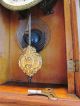 Antique Turn Of Century Wood Wooden Vtg Mantel Table Clock + Key Clocks photo 5
