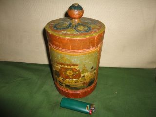 Old Fancy Carved Russian Pantry Salt Box photo
