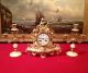 Antique Early Rare Silk Suspension French Clock.  & Candelabra Set C1830s Clocks photo 2