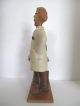 Vintage Wood Scientist With A Microscope Statue Sculpture Italy Carved Figures photo 1