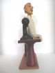 Vintage Wood Scientist With A Microscope Statue Sculpture Italy Carved Figures photo 3
