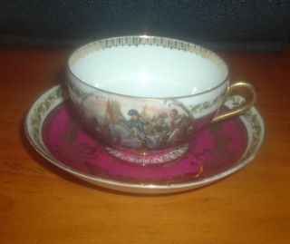 Sevres? Handpainted Porcelain Napoleon Cup & Saucer (bataille De Friedland) photo