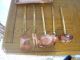 Vintage French 5 Copper Cooking Untensils Brass Handles Brass Hanging Rail Other photo 3