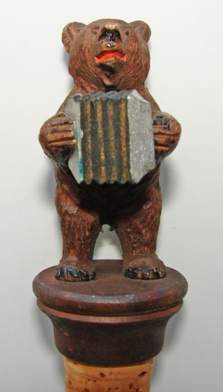Wooden Hand Carved And Painted Brown Bear Bottle Cork photo