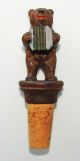 Wooden Hand Carved And Painted Brown Bear Bottle Cork Carved Figures photo 1