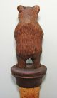 Wooden Hand Carved And Painted Brown Bear Bottle Cork Carved Figures photo 3