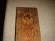 Antique Victorian Pyrography Engraved Wood Glove Box Lady & Flowers Boxes photo 3