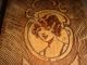 Antique Victorian Pyrography Engraved Wood Glove Box Lady & Flowers Boxes photo 4