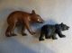 Set Of Two,  Wooden And Cast Carved Bears Carved Figures photo 1