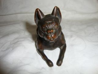 Vintage Jennings Brothers Jb Metal French Bulldog Boston Terrier Dog Bronze photo