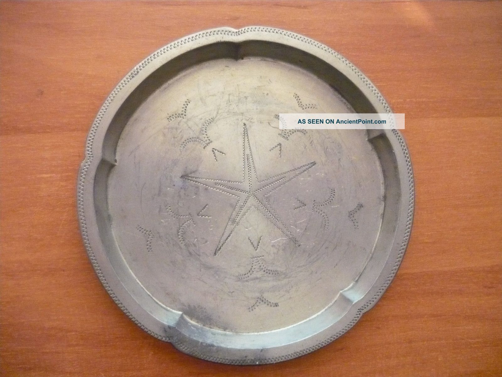 Scandinavian Art Deco Pewter Plate - Base - Edvin Ollers A8 Old Item Metalware photo
