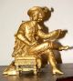 Antique Statue Sculpture Cast Metal Poet Writer Victorian Ornate Mantel Figurine Metalware photo 1