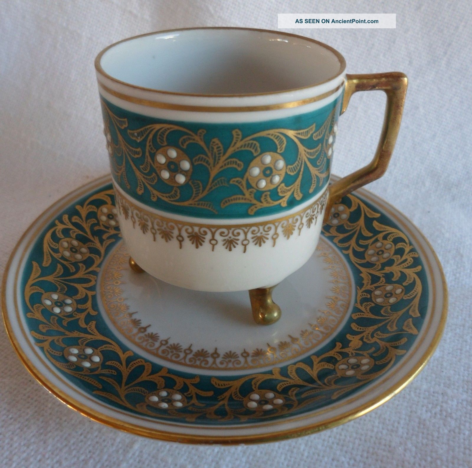 Enameled Bavarian Demitasse Cup & Saucer Mitterteich Germany Cups & Saucers photo