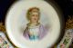 Signed Sevres French Hp Portrait Plate Mademoiselle De Somebereuil Cobalt Boxes photo 1