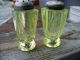 Two Old Triangle Inverted Vaseline Green Salt And Pepper Shakers Salt & Pepper Shakers photo 3