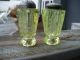 Two Old Triangle Inverted Vaseline Green Salt And Pepper Shakers Salt & Pepper Shakers photo 4