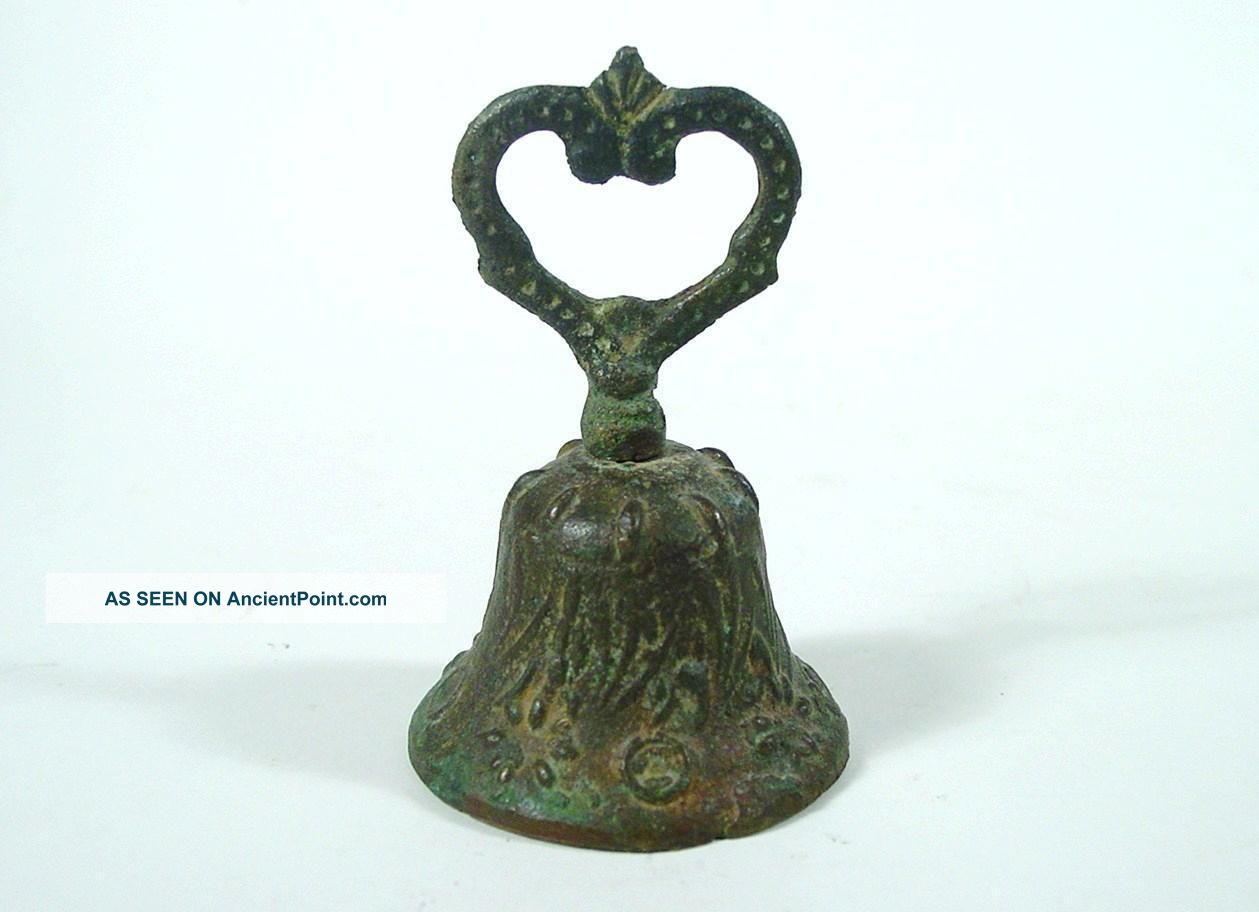 Antique French Bronze Bell 19th Century Rare Metalware photo