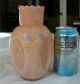 Antique Salmon Cased Glass Pinch - Sided Swirl Vase W/ Enamel Decoration Vases photo 4