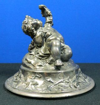 Antique French Silver Cover Sevres Urn Putto Holding Flowers photo