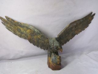 Hand Carved Wooden Eagle Large 22 X 39 Russian Vintage photo