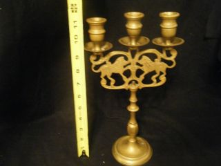 Antique\ Vintage Brass Candlestick,  Holds 3 Candles.  Ornate. photo