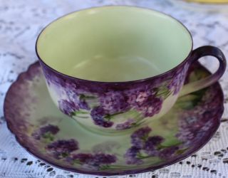Vintage Flowered Demitasse Haviland Tea Cup And Saucer Collector Set France 6 photo