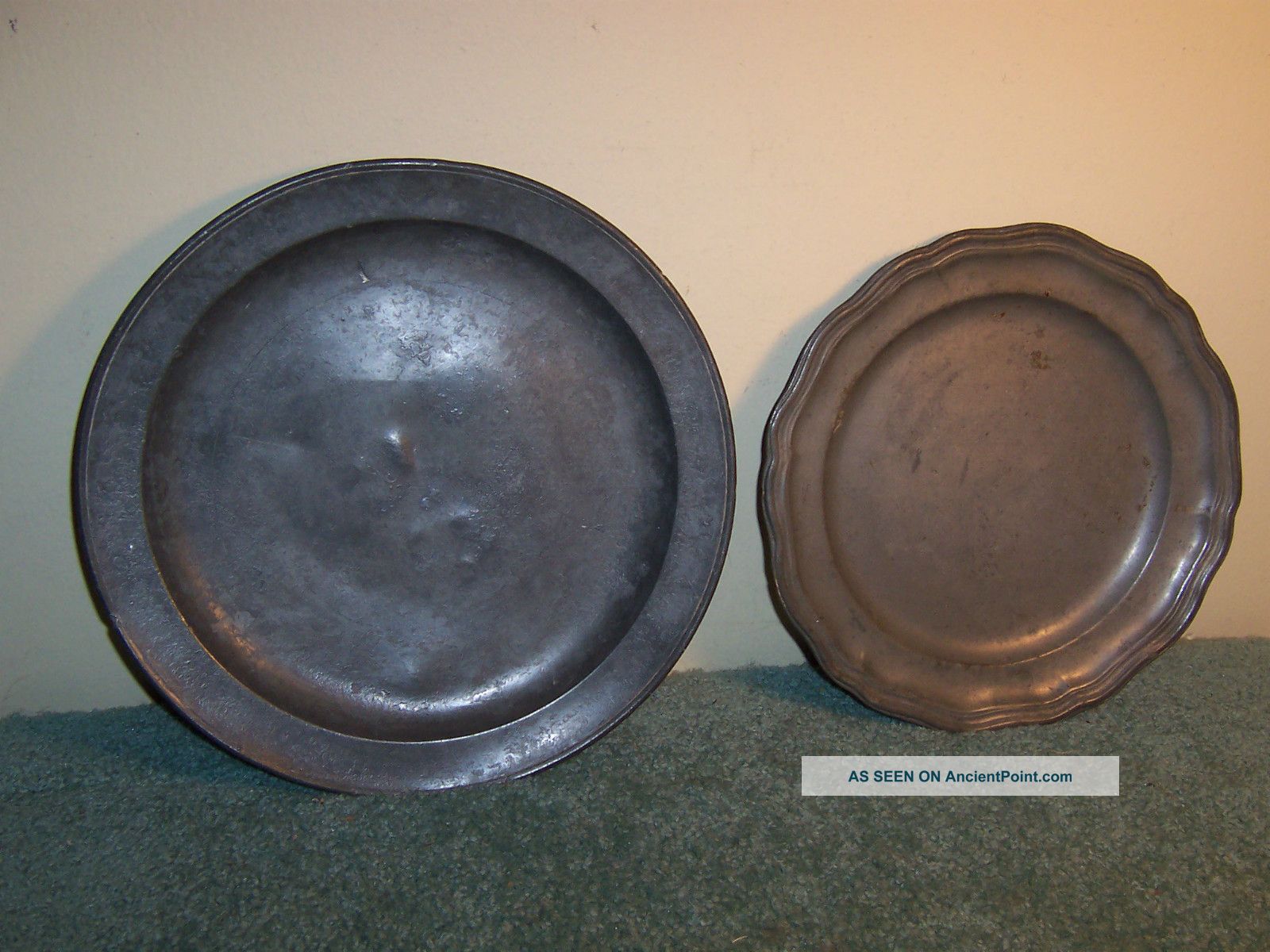 (2) Antique Pewter Plates American French Boardman New York P.  Tournier France Metalware photo