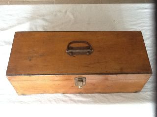 Antique Vintage Carpenters Wooden Tool Storage Box photo