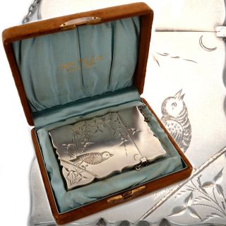 Gorham Sterling Silver Calling Card Case Purse Box Victorian Aesthetic photo