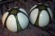 Vintage/antique Slag Glass Small Tulip Shades,  Green & White Glass Lamps photo 6