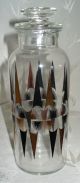 Vintage Mid Century Modern Retro Gold And Black Barware Glass Decanter With Lid Decanters photo 4