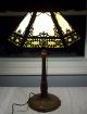 Antique Art Nouveau Royal Art Glass Lamp,  12 Panel Slag Shade,  Music Theme Signed Lamps photo 1