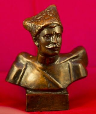 Brass Bronze Bust Chapaev Figurine Red Army Commander Civil War Soviet Rare photo