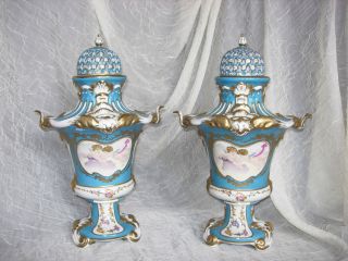 Pair Of French Style Porcelain Urns photo