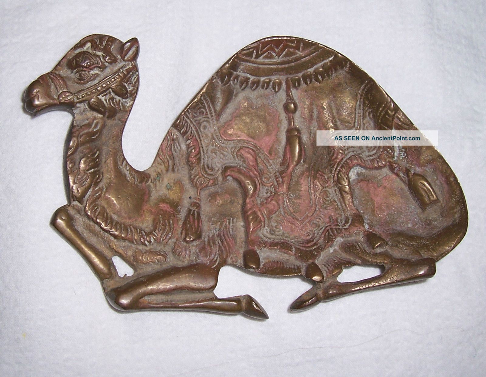 Egyptian Revival Brass Camel Dish Or Tray 20s Metalware photo