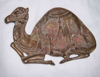 Egyptian Revival Brass Camel Dish Or Tray 20s photo