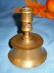 Antique Brass Candlestick Candle Holder Large Socket Ejector Hole 1600s Metalware photo 1