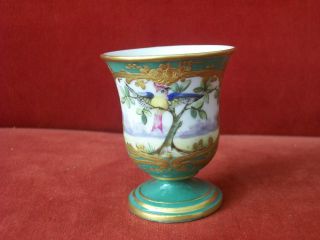 Antique French Sevres Cup Hallmarked China Porcelain Birds Handpainted Gold photo