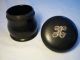 Antique Victorian Steampunk Ebony Vanity Container Jar W/ Silver Ornament Other photo 2