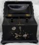 Antique Victorian Paper Mache & Lacquer Tea Caddy With Mother Of Pearl Inlay Other photo 2