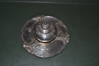 Antique Art Nouveau Silver - Plate Galia Inkwell photo