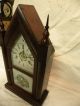 Antique Early American Ansonia Brass & Copper Sharp Gothic Steeple Clock Runs Clocks photo 4