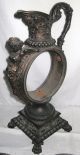 Antique Rococo Bronze/copper Ewer W/cherubs/gargoyles/secret Compartment,  Excond Metalware photo 10