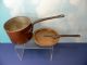 2 Pc 1 Qt Antique Hand Hammered Copper Sauce Pan Lfd&h Co Wooster St New York Metalware photo 5
