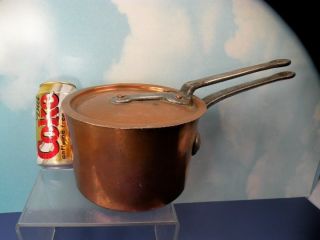 2 Pc 2 Qt Antique Hand Hammered Copper Sauce Pan Lfd&h Co Wooster St New York photo