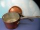 2 Pc 2 Qt Antique Hand Hammered Copper Sauce Pan Lfd&h Co Wooster St New York Metalware photo 2