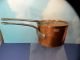 2 Pc 2 Qt Antique Hand Hammered Copper Sauce Pan Lfd&h Co Wooster St New York Metalware photo 3